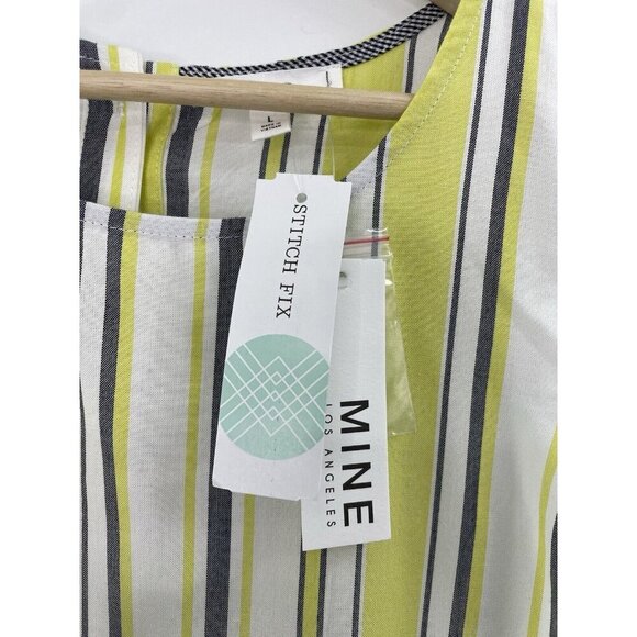 NWT MINE‎ For Stitch Fix Syden Button Back Striped Beachy Tank Top Blouse L - Picture 7 of 11